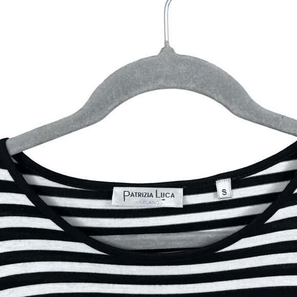 Patrizia Luca Stripe Midi Dress Stretch Striped Asymmetric Hem Sleeveless Sz S - Picture 3 of 7